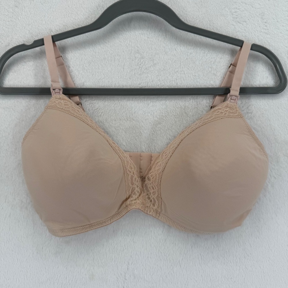 Natori Bra 34DD Beige Lace Trim‎ Full Coverage maternity nursing